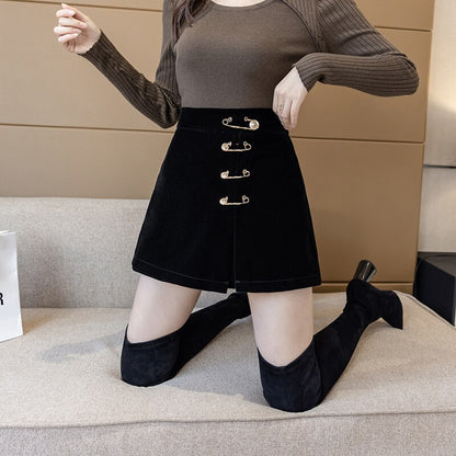 CHICATWILL Autumn Winter Korean Women Pin Velour Shorts Mini Skirts Sweet Fashion Lady Bottom Wear Boots Pants