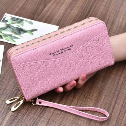 Women&#39;s wallet fashion Ladies mobile phone bag long printing new clutch bag star Double zipper hand strap bag Multiple color 697