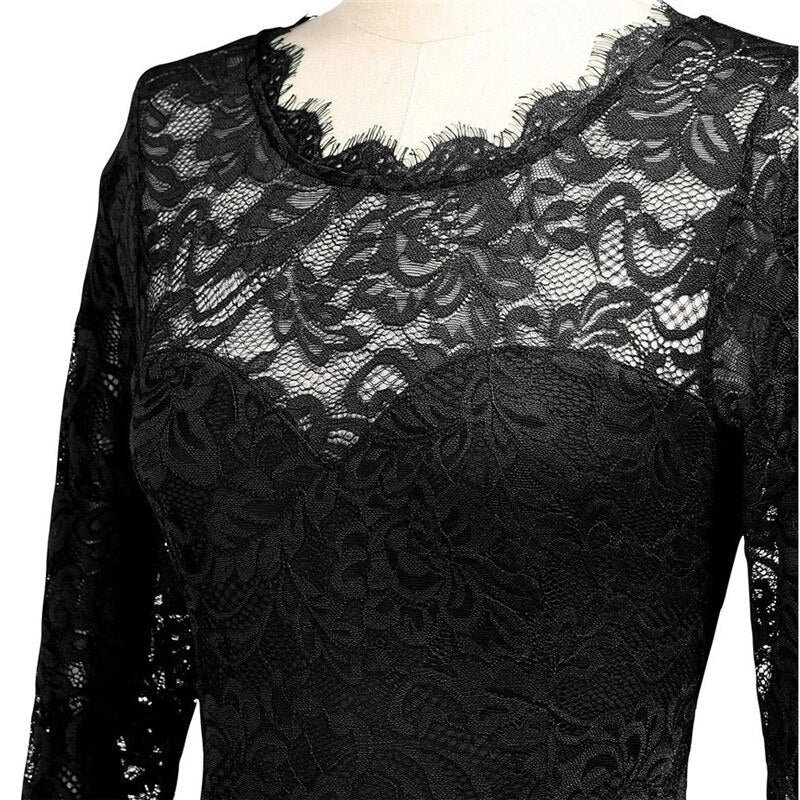Lace Dress Women Green Black 2021 Spring Summer New Europe Fashion Chiffon Stitching Party Maxi Dresses Vestidos Feminina CX1345