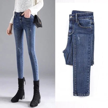 New Women Jeans 2021 Autumn Elastic Pencil Trousers High Waist Ladies Tight Clothing Slim Fit Casual Skinny Denim Pants Women