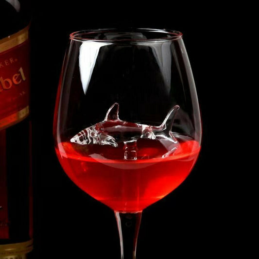 Creative Built-in Shark Wine Glass New Design Goblet Whiskey Glass Dinner Decorate Handmade Crystal For Party Flutes Glass