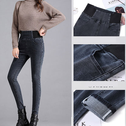 Oversize 38 Elastic High Waist Skinny Jeans Women Spring Slim Stretch Denim Pants Vintage Pencil Vaqueros Mom Pantalones Mujer