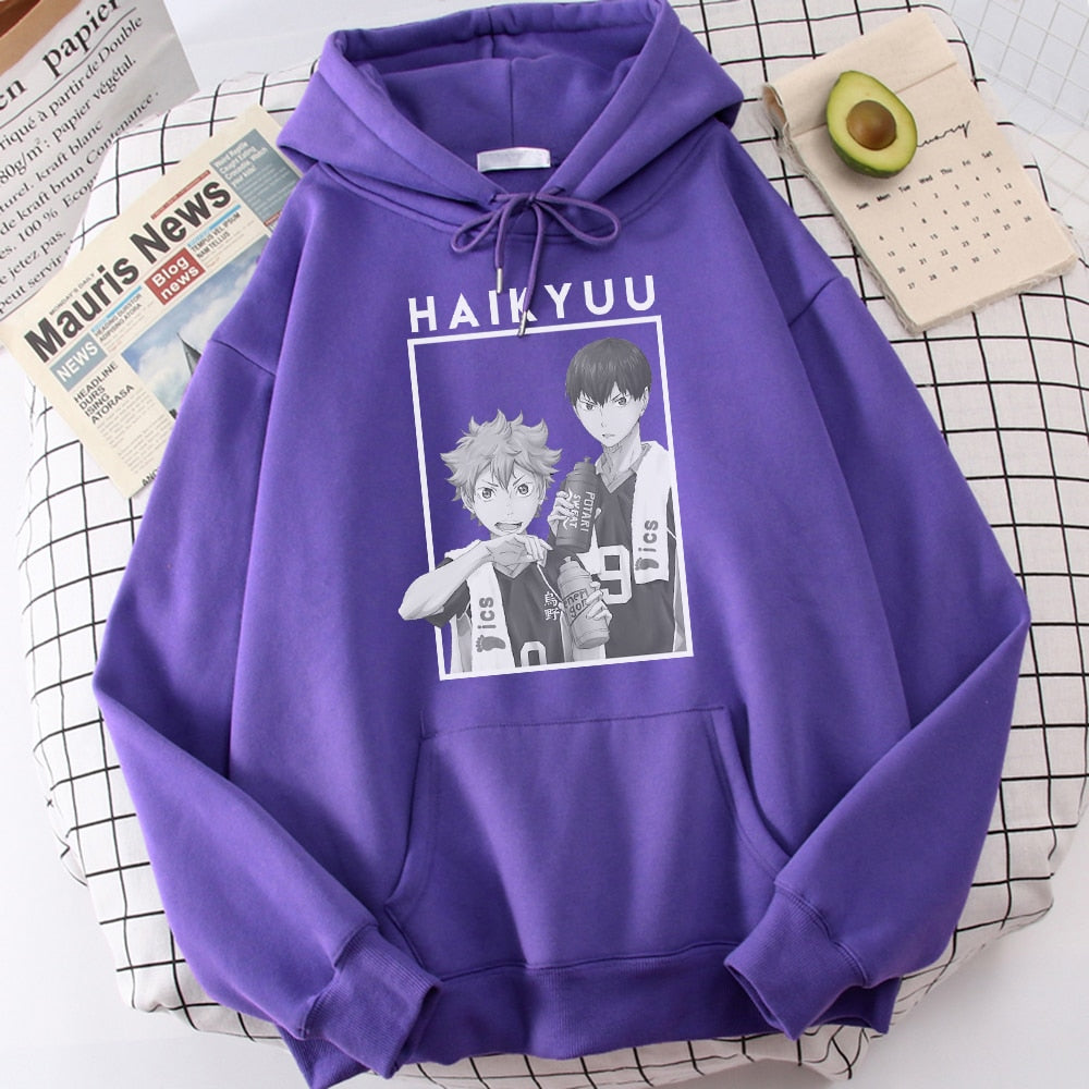 Hinata And Kageyama Haikyuu Streetwear Mens Casual Funny Hip Hop Hooded Japan Anime Hoodies Fly High Graphic Men Sweatshirts