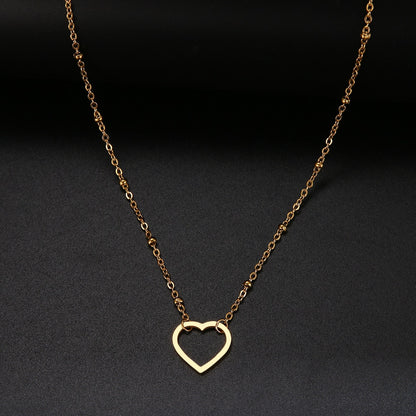 Sweet Cutout Love Heart Choker Necklace Statement Girlfriend Gift Cute Gold Color Stainless Steel Necklace Jewelry