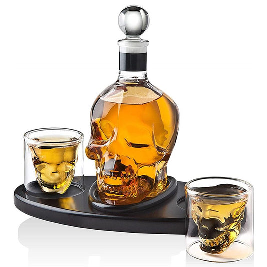 Creative skull glass whisky vodka wine crystal bottle spirits cups transparent wine drinking cups bar home shot glasses set