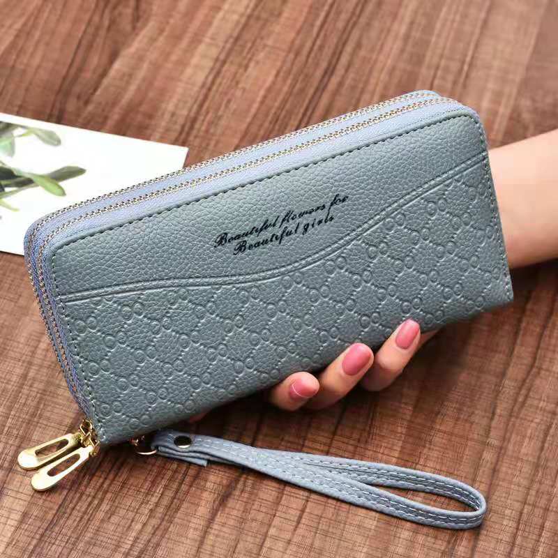 Women&#39;s wallet fashion Ladies mobile phone bag long printing new clutch bag star Double zipper hand strap bag Multiple color 697