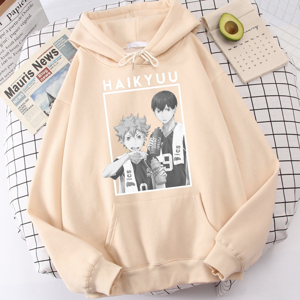 Hinata And Kageyama Haikyuu Streetwear Mens Casual Funny Hip Hop Hooded Japan Anime Hoodies Fly High Graphic Men Sweatshirts