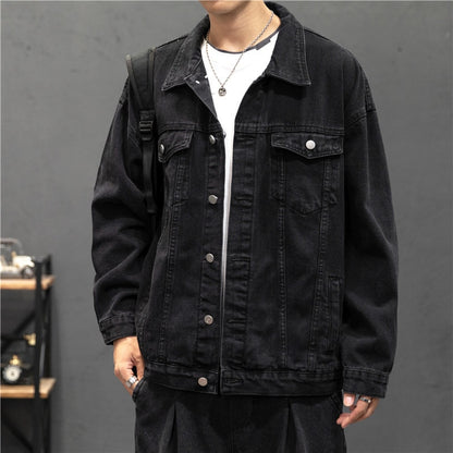 New Denim Jacket Men Vintage Jean Coats Streetwear Fashion Jean Jacket Men Turn Down Collar Denim Outerwear Cotton Bomber Jacket