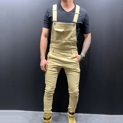 Mens Jeans Overalls Denim Dungaree Bib Overalls Jumpsuits Male Jumpsuits Cargo Work Pants Trousers Male Casual Moto Biker Pants