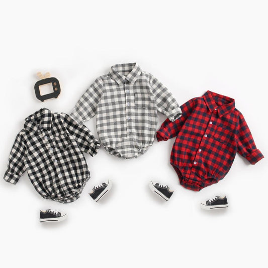 Sanlutoz Cotton Long Sleeve Baby Bodysuits Plaid Fashion Baby Boys Clothes Autumn Infants Baby Clothing