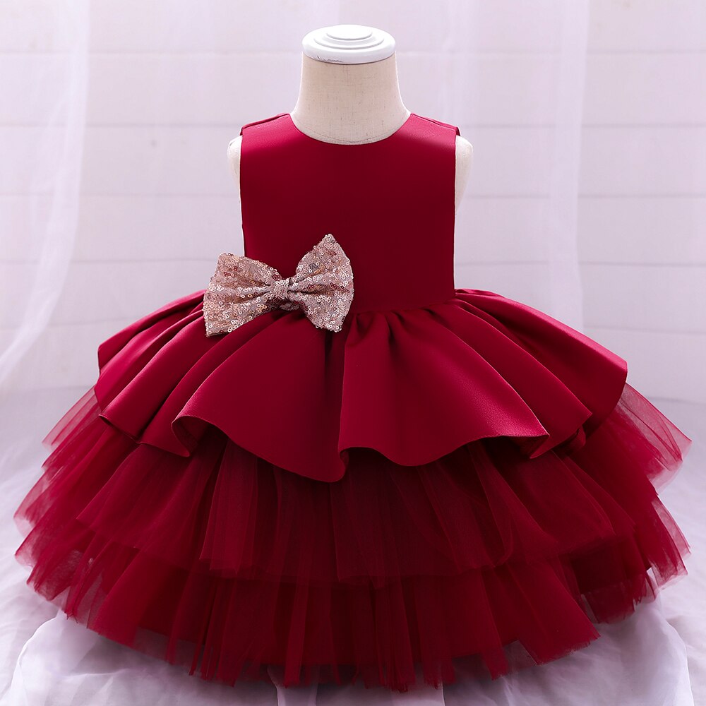 Princess Kids Baby Dress Sequin Bow Baby Girl Dress 1st Birthday Party Wedding Dress Baptism Dress For Girl Summer Dresses