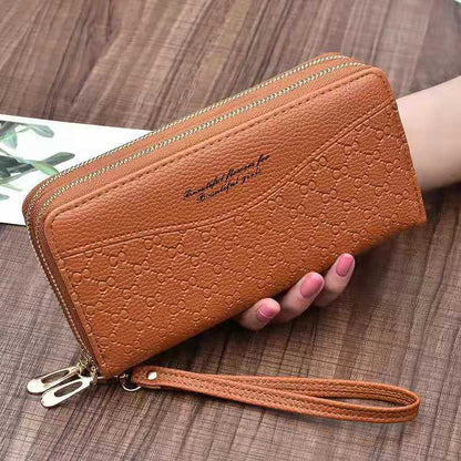 Women&#39;s wallet fashion Ladies mobile phone bag long printing new clutch bag star Double zipper hand strap bag Multiple color 697