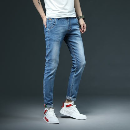 2022 New Men&#39;s Skinny White Jeans Fashion Casual Elastic Cotton Slim Denim Pants Male Brand Clothing Black Gray Khaki