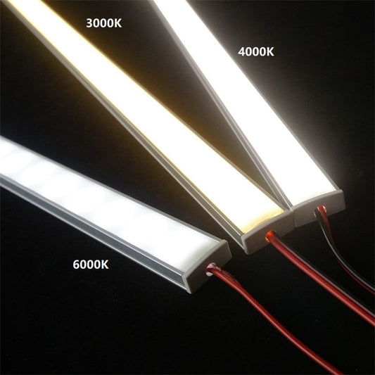 12VDC 50cm 20inch Cabinet Bar Light 2835 60/120/240 Led Flat U Low Profile Spotless Diffusion Adhesive Aluminium Hard Strip