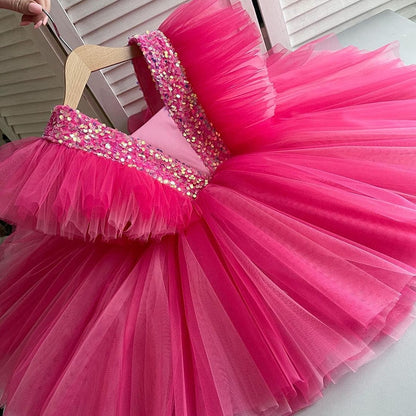 Girls Ruffles Princess Dress For Kids Wedding Elegant Party Tutu Prom Gown Children Birthday Pageant Communion Formal Vestidos