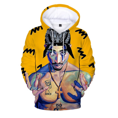 Hip Hop 2pac 3d Hoodie Sweatshirt Men Autumn Winter Pullovers Print Rapper Tupac Hoodies Long Sleeve Tops Black Hooded Hoodies