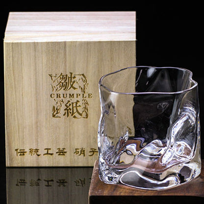 Chamvin Edo Cut Cup Japanese Whiskey Glass Wine Cocktail Glasses Crumple Paper Bar Rock Cup With Wooden Box shot glasses set