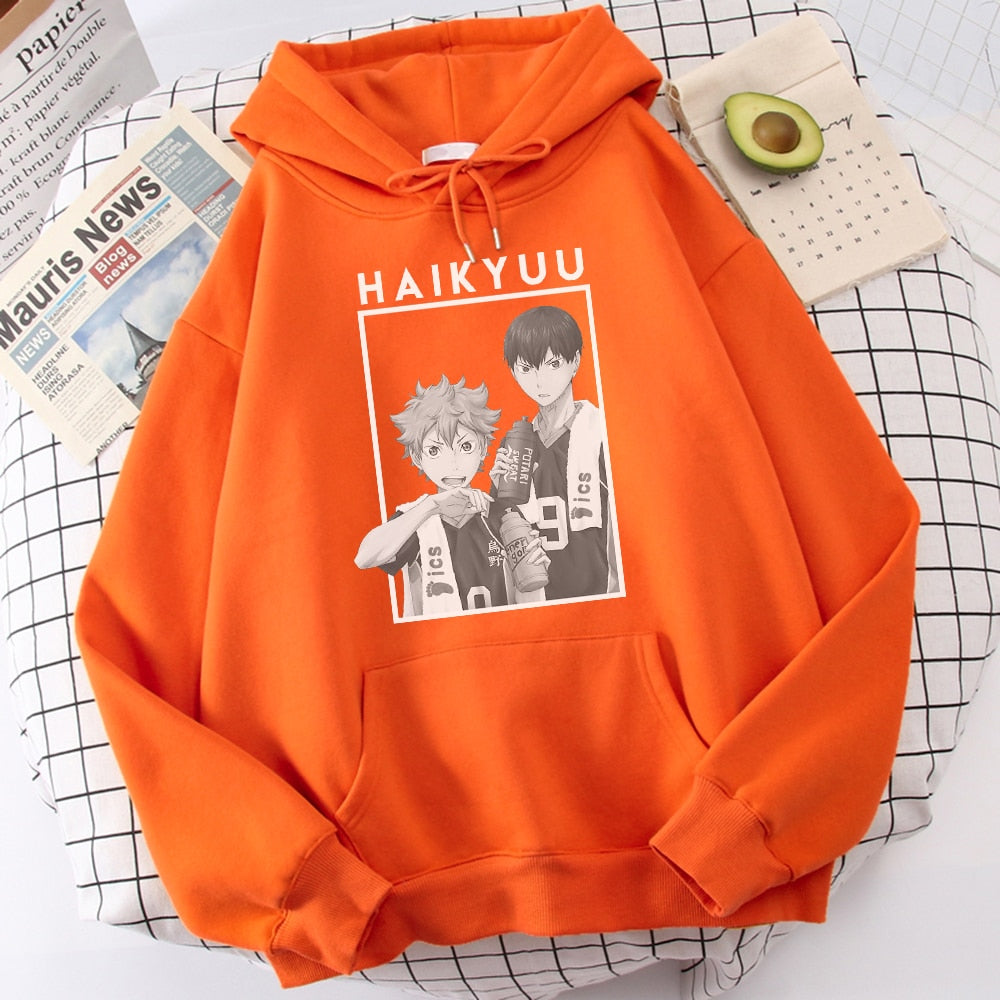 Hinata And Kageyama Haikyuu Streetwear Mens Casual Funny Hip Hop Hooded Japan Anime Hoodies Fly High Graphic Men Sweatshirts