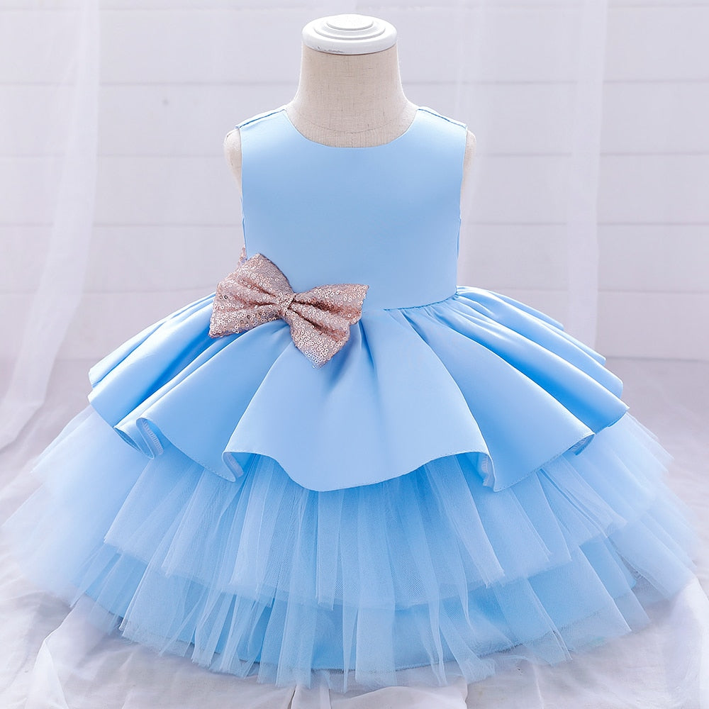 Princess Kids Baby Dress Sequin Bow Baby Girl Dress 1st Birthday Party Wedding Dress Baptism Dress For Girl Summer Dresses