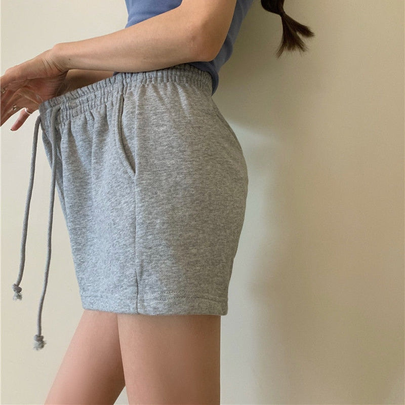 Women Shorts Solid Cotton Cozy Simple Casual Loose Hipsters Running Breathable All-match Streetwear Hot Teens Wide Leg Bottoms