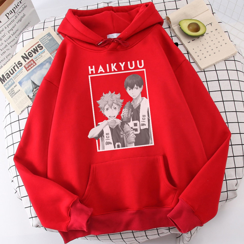 Hinata And Kageyama Haikyuu Streetwear Mens Casual Funny Hip Hop Hooded Japan Anime Hoodies Fly High Graphic Men Sweatshirts