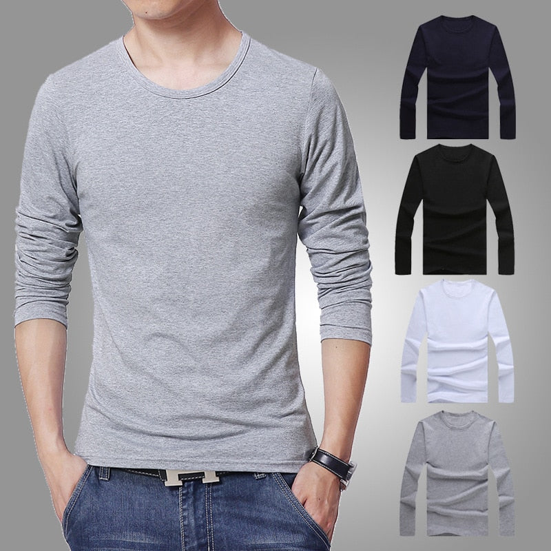 2023 MRMT Brand New Men&#39;s T-Shirts Long Sleeve Slim Men T-Shirt Young Man Pure Color Tops Tees Shirt O-Neck For Male Boys Tshirt