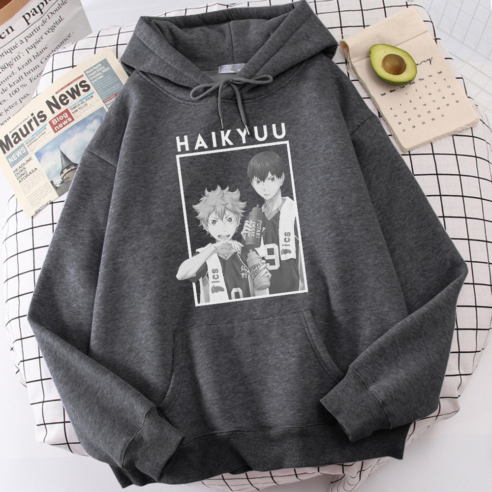 Hinata And Kageyama Haikyuu Streetwear Mens Casual Funny Hip Hop Hooded Japan Anime Hoodies Fly High Graphic Men Sweatshirts