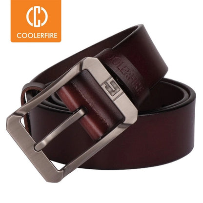 Coolerfire genuine leather belts for men brand male pin buckle jeans cowboy Mens Belt Luxury Designer High Quality Leather belt