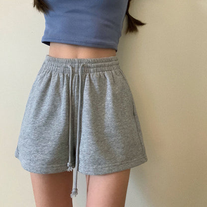 Women Shorts Solid Cotton Cozy Simple Casual Loose Hipsters Running Breathable All-match Streetwear Hot Teens Wide Leg Bottoms