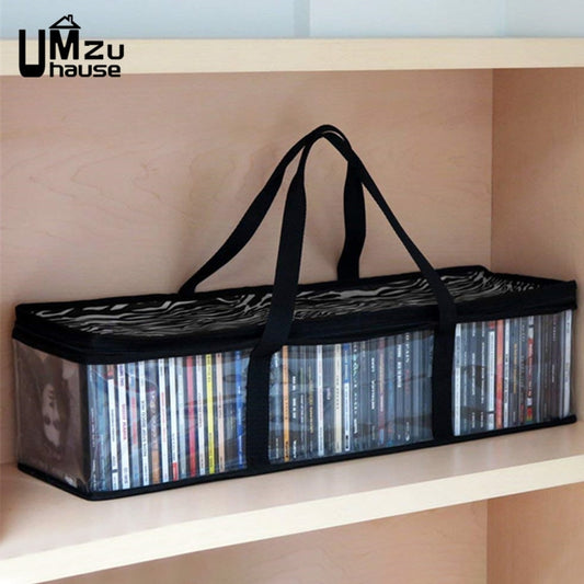 Large DVD Storage Bags CD VCD DISC Books Zip Portable Toy Clothes Desk Organizer Handle Big Clear Pouch Home Office Organization