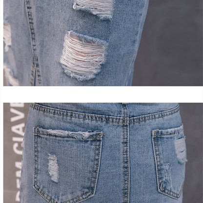 Midi Skirt Women 2023 Summer Hole Denim Bottoms High Waist Jeans Skirts Back Split Korean Fashion Style Casual Wears For Ladies