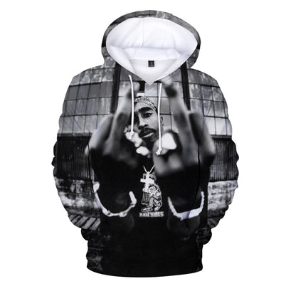 Hip Hop 2pac 3d Hoodie Sweatshirt Men Autumn Winter Pullovers Print Rapper Tupac Hoodies Long Sleeve Tops Black Hooded Hoodies