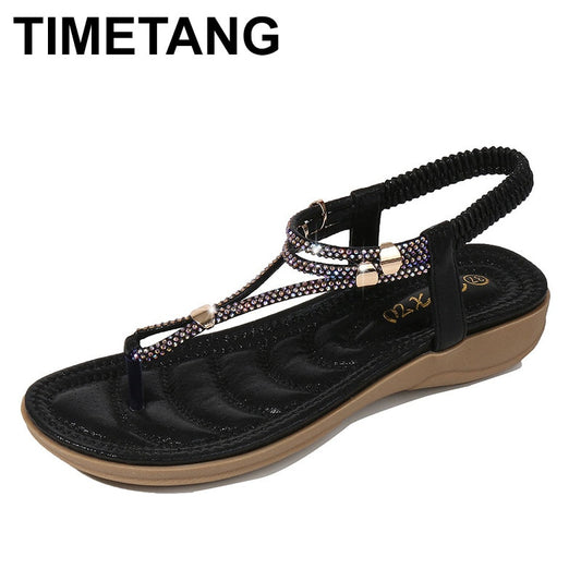 TIMETANG-zapatos de cuña de diseñador de lujo para mujer, Sandalias planas de playa, 2020