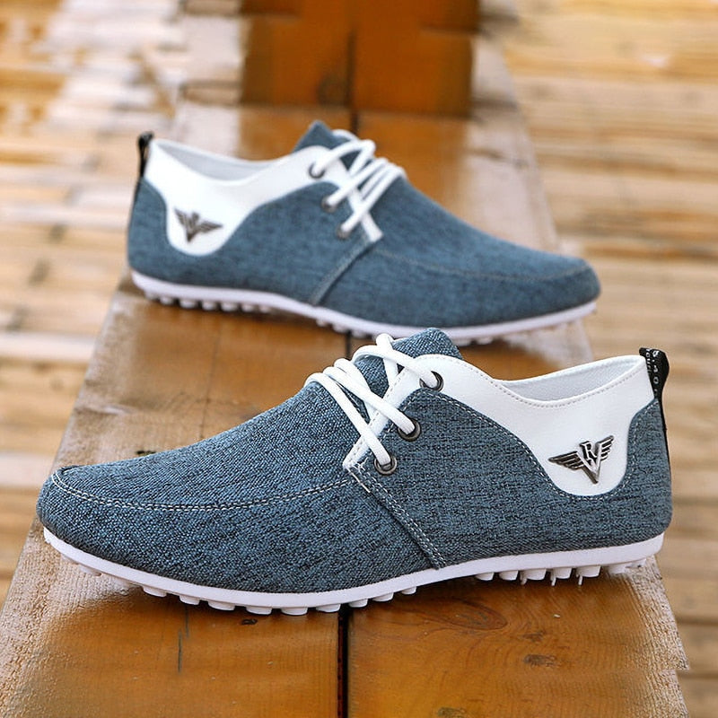 Brand Casual Shoes for Men Lace-up Linen Cloth Breathable Mens Canvas Shoes Moccasins Flats Driving Footwear Zapatos De Hombre