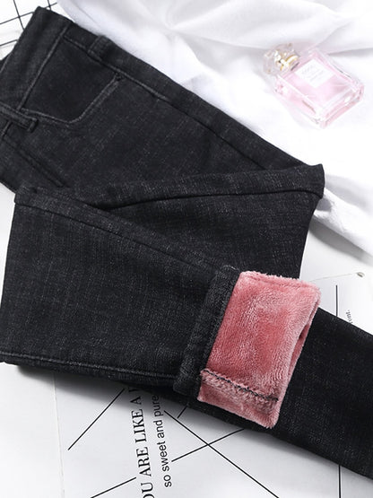 Fashion Stretch High Waist Pencil Pants Female Casual Velvet Jeans Womens High Quality Jeans Thick Women Pants 2022