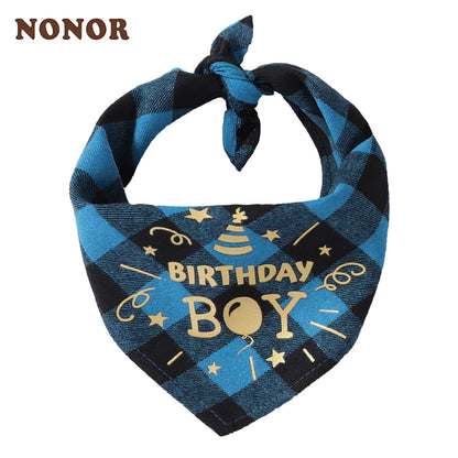 NONOR Birthday Pet Bandanas Collar for Dogs Cats Cotton Triangular Bibs Scarf Collar Pet Items Puppy Accessories