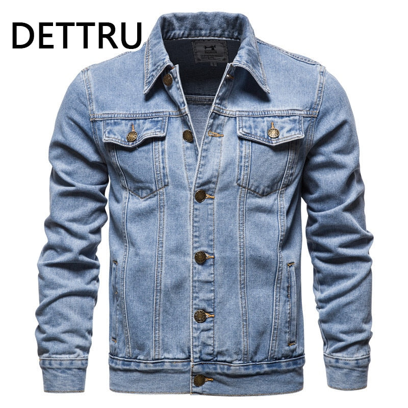 2022 Spring New Cotton Denim Jacket Men Casual Solid Single Breasted Jeans Jacket Men Fashion Slim Fit Quality Man Jackets