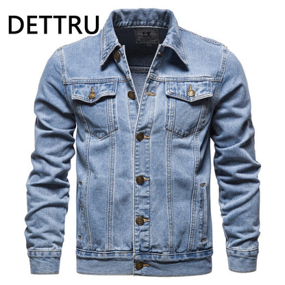 2022 Spring New Cotton Denim Jacket Men Casual Solid Single Breasted Jeans Jacket Men Fashion Slim Fit Quality Man Jackets