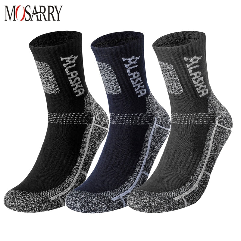 3 Pairs/Set Winter Professional Men&#39;s Sports Sock Outdoor Keep Warm Cycling Running Hiking Skiing Thermal Spring Men Crew Socks