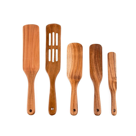 Kitchen Utensils Manufacturers Custom All Types Acacia Wooden Kitchen Tools Accessories Cooking Cookware Spatula Utensils Set