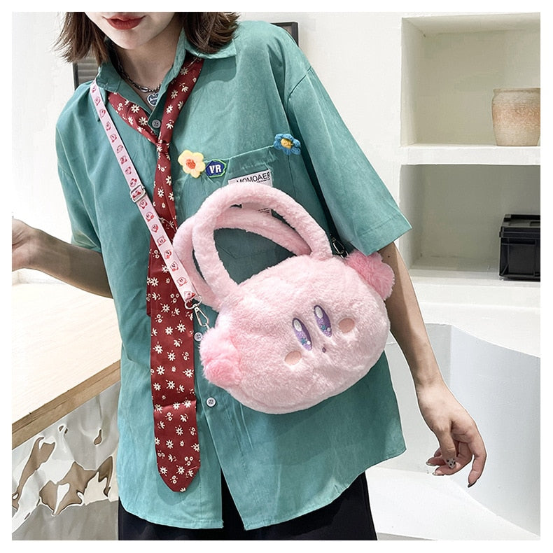 Cartoon Kirby Star Game plush messenger bag Kirby Plush Toy Girl hand crossbody Women Mobile Phone Bag Coin Purse Kids Xmas Gift