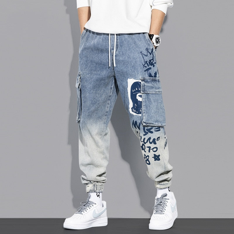 Streetwear Hip Hop Cargo Pants Men&#39;s jeans Cargo Pants Elastic Harun pants Joggers Pants 2022 Autumn and Winter