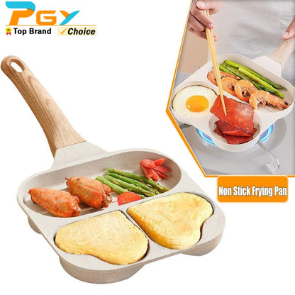 Non-Stick Frying Pan Square Grilling Pan Divided Omelet Egg Frying Pan Steak Breakfast Skillet for Gas Stove Induction Cookware