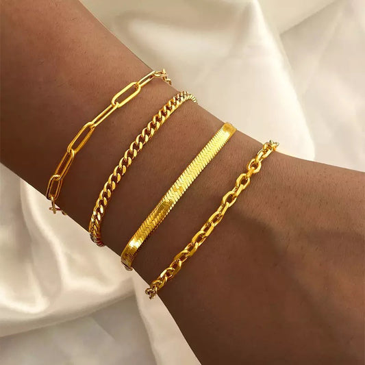 Gold Color Bracelet Stainless Steel Twist Cuban Chain Bracelet for Women Chain Bracelet Jewelry Gifts Wholesale Dropshipping