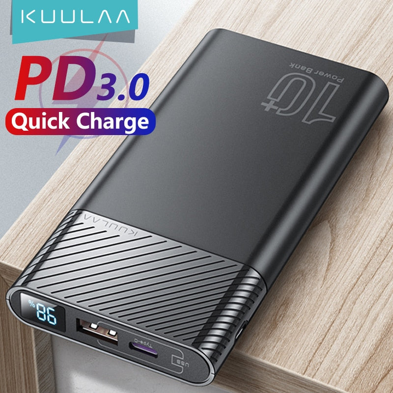 KUULAA Power Bank 10000mAh QC PD 3.0 PoverBank Fast Charging PowerBank 10000 mAh USB External Battery Charger For iPhone 14 13