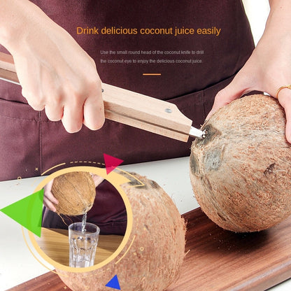 Kitchen Tools Stainless Steel Coconut Knife Old Coconut Opener Wooden Handle Coconut Knife Kitchen Utensils Home Gadgets