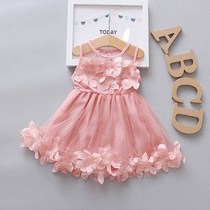 Flower Fairy Baby Girl Party Dresses Summer Sweet Kid&#39;s Clothing Birthday Princess Mesh Wedding Dress Children Clothes