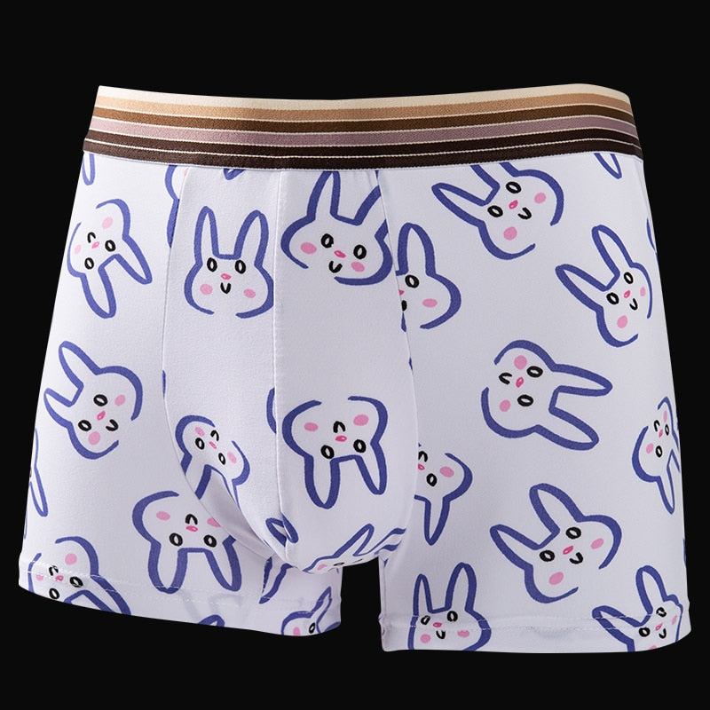 Man Women Modal Cute Lovely Cat Cartoon Underwear Fashion Personality Middle Waist Elasticity Breathable Panties Boxers