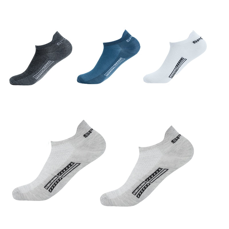 5 Pairs High Quality Men Ankle Socks Breathable Cotton Sports Socks Mesh Casual Athletic Summer Thin Cut Short Sokken Plus Size