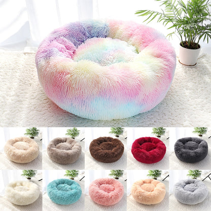 Soft Pet Dog Bed Long Plush Winter Cat Mat Dog Beds For Small Medium Large Dogs House Round Cushion Pet Product Accessories